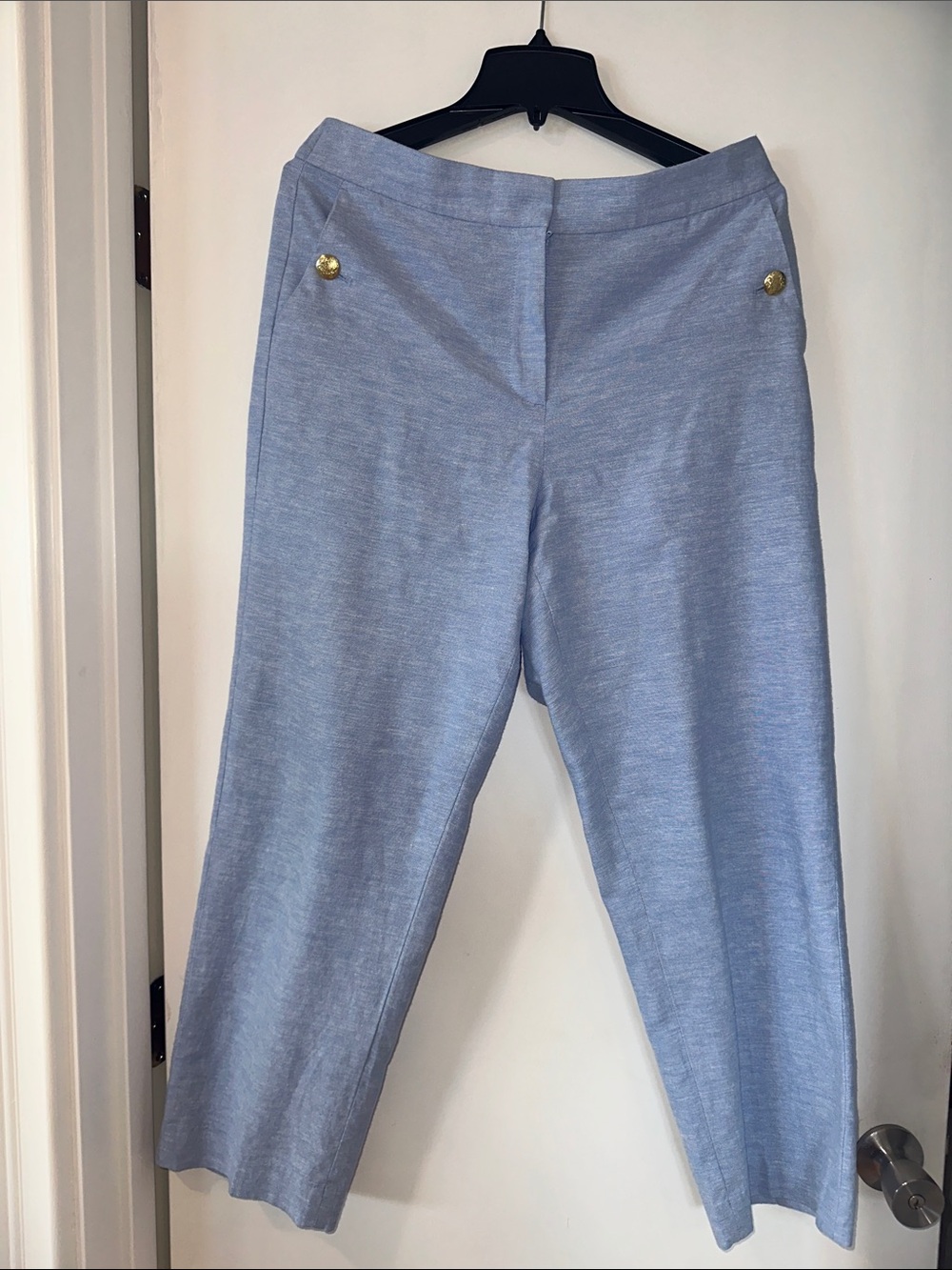 J. Crew Light Blue linen Dress Pants with Gold Buttons